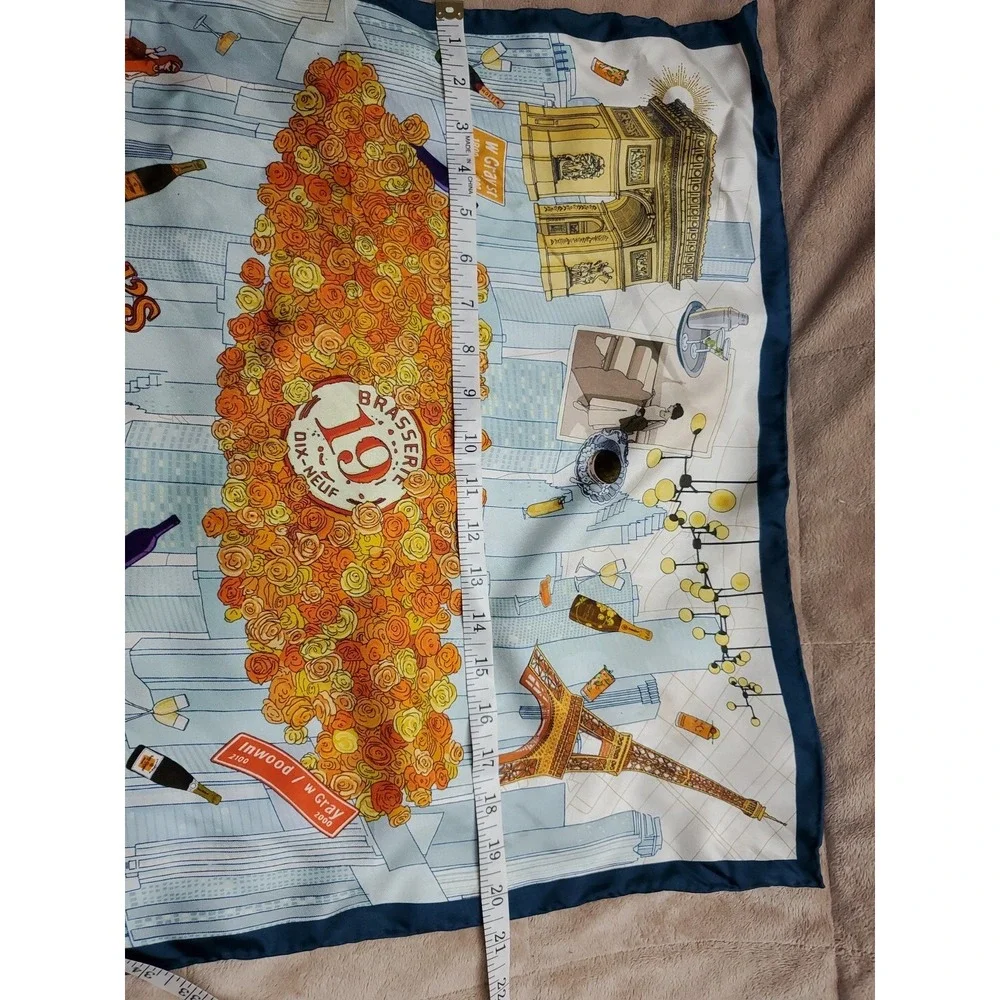 Brasserie 19 Dix-Neuf Houston French Restaurant Silk Scarf‎ Limited Edition
